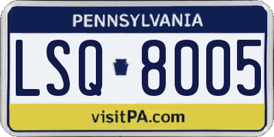 PA license plate LSQ8005