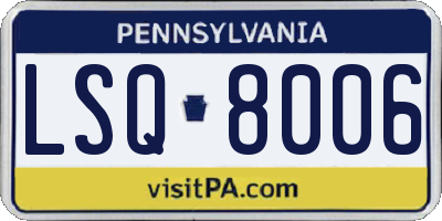 PA license plate LSQ8006