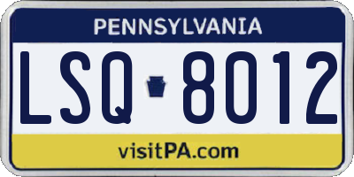 PA license plate LSQ8012