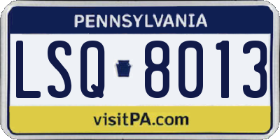 PA license plate LSQ8013