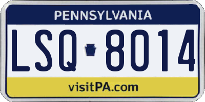 PA license plate LSQ8014