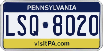 PA license plate LSQ8020