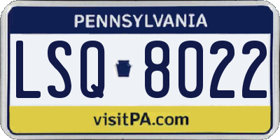 PA license plate LSQ8022