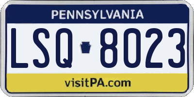 PA license plate LSQ8023