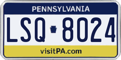 PA license plate LSQ8024