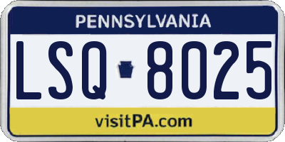 PA license plate LSQ8025