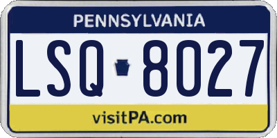 PA license plate LSQ8027