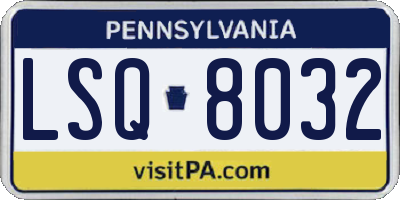 PA license plate LSQ8032