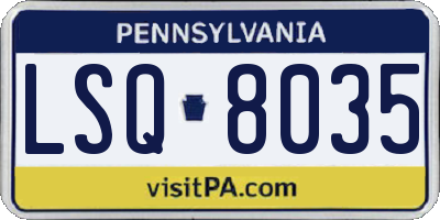 PA license plate LSQ8035