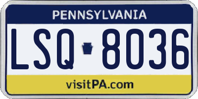 PA license plate LSQ8036