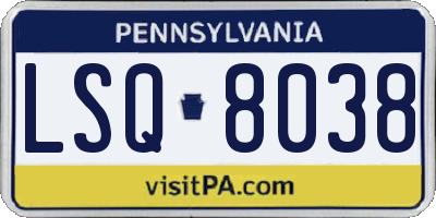 PA license plate LSQ8038