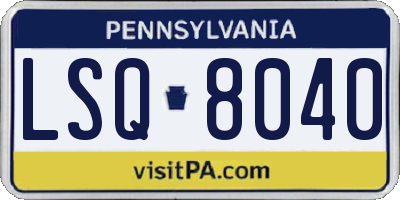 PA license plate LSQ8040