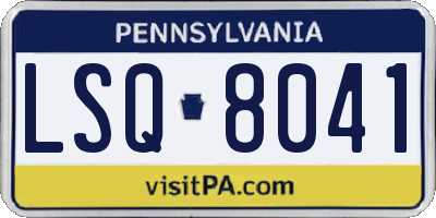 PA license plate LSQ8041