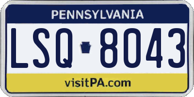 PA license plate LSQ8043