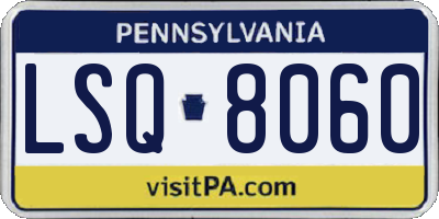 PA license plate LSQ8060