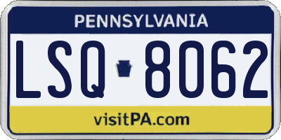 PA license plate LSQ8062