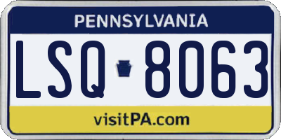 PA license plate LSQ8063