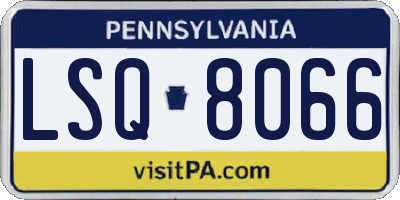 PA license plate LSQ8066