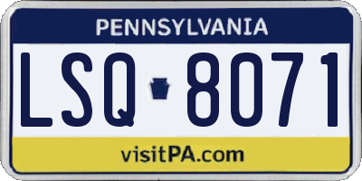 PA license plate LSQ8071