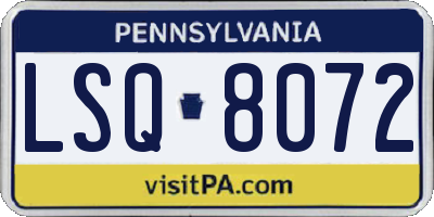 PA license plate LSQ8072