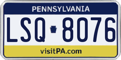 PA license plate LSQ8076