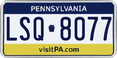 PA license plate LSQ8077
