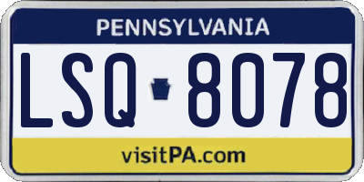 PA license plate LSQ8078
