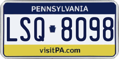 PA license plate LSQ8098