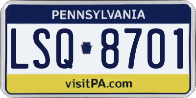PA license plate LSQ8701