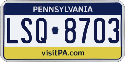 PA license plate LSQ8703