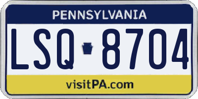 PA license plate LSQ8704
