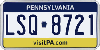 PA license plate LSQ8721