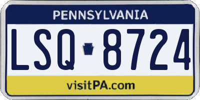 PA license plate LSQ8724