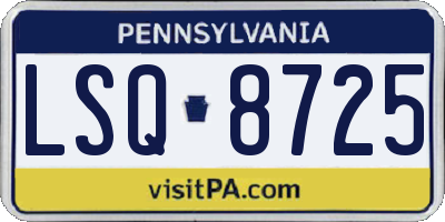 PA license plate LSQ8725