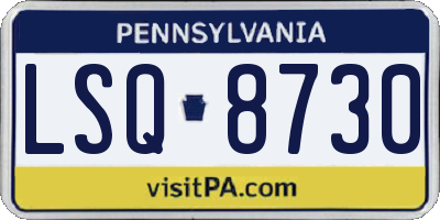 PA license plate LSQ8730
