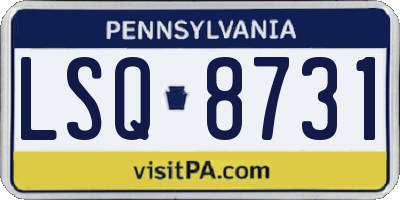PA license plate LSQ8731