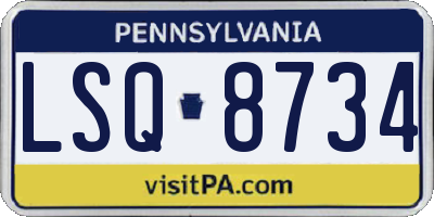 PA license plate LSQ8734