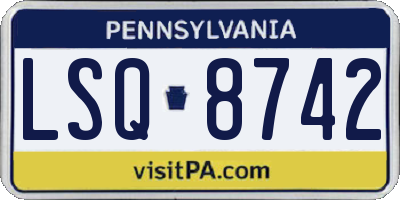 PA license plate LSQ8742