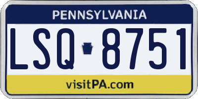 PA license plate LSQ8751