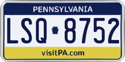 PA license plate LSQ8752