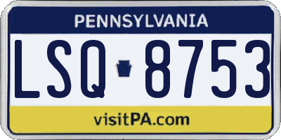 PA license plate LSQ8753