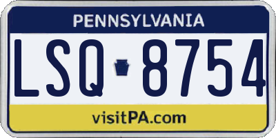 PA license plate LSQ8754