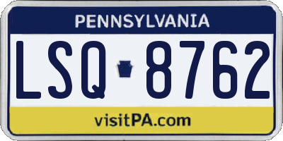 PA license plate LSQ8762