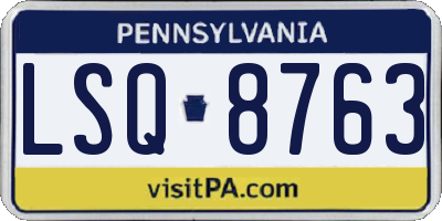 PA license plate LSQ8763