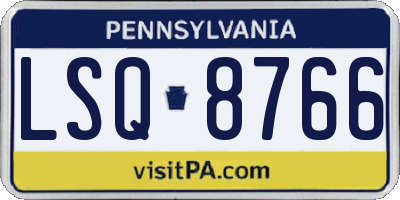 PA license plate LSQ8766