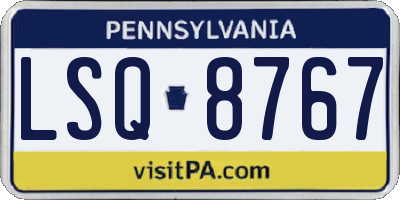 PA license plate LSQ8767