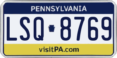 PA license plate LSQ8769