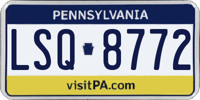 PA license plate LSQ8772