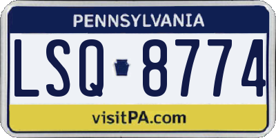 PA license plate LSQ8774