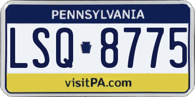 PA license plate LSQ8775